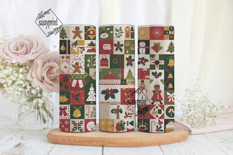 Christmas Quilt 20oz Tumbler Wrap Sublimation sassyprint 