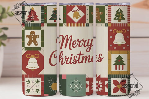 Christmas Quilt 20oz Tumbler Wrap Sublimation sassyprint 