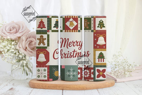 Christmas Quilt 20oz Tumbler Wrap Sublimation sassyprint 