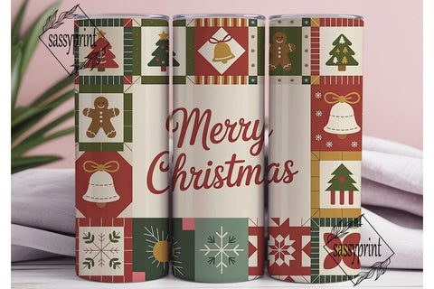 Christmas Quilt 20oz Tumbler Wrap Sublimation sassyprint 