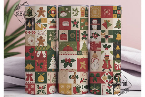 Christmas Quilt 20oz Tumbler Wrap Sublimation sassyprint 