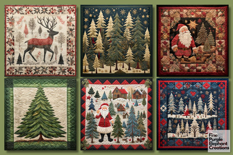 Christmas Quilt | Holiday Fabric Texture Digital Pattern Fine Purple Elephant Creations 