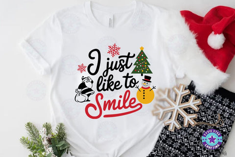 Christmas Quote Design, Christmas Sublimation Tshirt, I Just Like To Smile SVG FiveStarCrafting 
