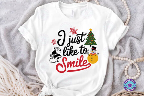Christmas Quote Design, Christmas Sublimation Tshirt, I Just Like To Smile SVG FiveStarCrafting 