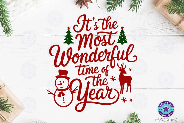 Christmas Quote Design, Christmas Sublimation Tshirt, Most Wonderful Time SVG FiveStarCrafting 