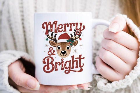 Christmas Quote Sublimation Design | Merry and bright | Christmas T-shirt SVG FiveStarCrafting 