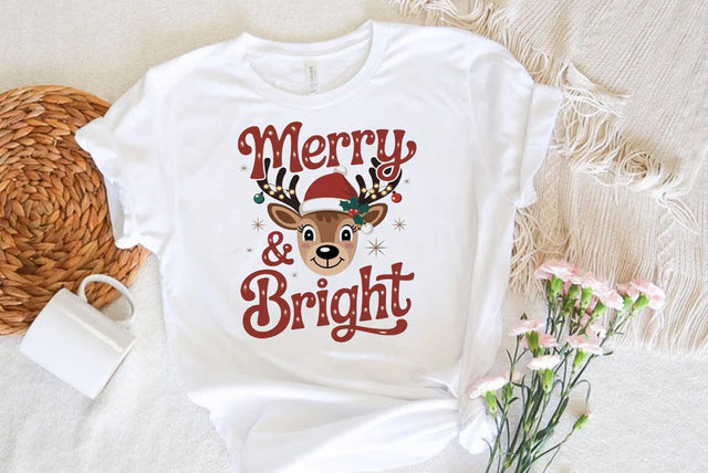 Christmas Quote Sublimation Design | Merry and bright | Christmas T-shirt SVG FiveStarCrafting 