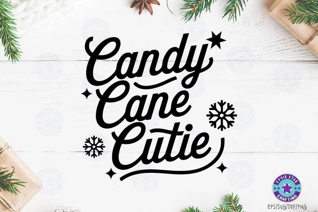 Christmas Quote SVG Design, Christmas Sublimation Tshirt, Candy Cane Cutie SVG FiveStarCrafting 