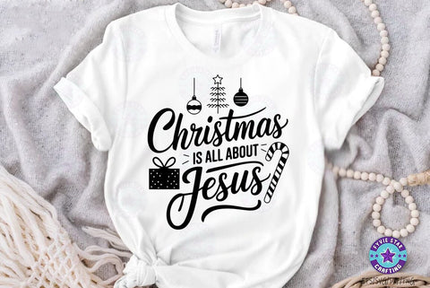 Christmas Quote SVG Design, Christmas Sublimation Tshirt, Christmas Is All About Jesus SVG FiveStarCrafting 