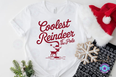 Christmas Quote SVG Design, Christmas Sublimation Tshirt, Coolest Reindeer At The Pole SVG FiveStarCrafting 