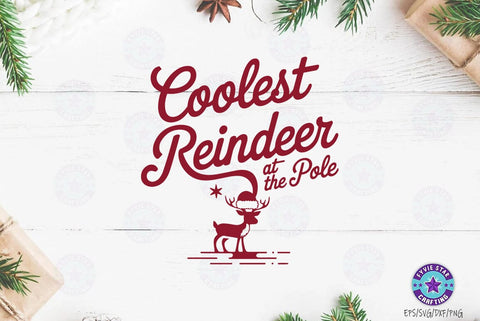 Christmas Quote SVG Design, Christmas Sublimation Tshirt, Coolest Reindeer At The Pole SVG FiveStarCrafting 