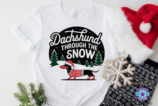 Christmas Quote SVG Design, Christmas Sublimation Tshirt, Dachshund Through The Snow SVG FiveStarCrafting 
