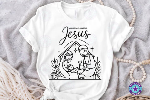 Christmas Quote SVG Design, Christmas T-shirt Design, Christmas is all about Jesus SVG FiveStarCrafting 