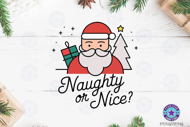 Christmas Quote SVG Design, Christmas T-shirt Design, Naughty or nice SVG FiveStarCrafting 
