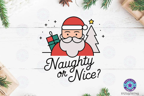 Christmas Quote SVG Design, Christmas T-shirt Design, Naughty or nice SVG FiveStarCrafting 