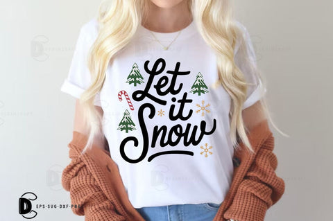 Christmas Quote SVG T-shirt, Let it snow Design SVG FiveStarCrafting 