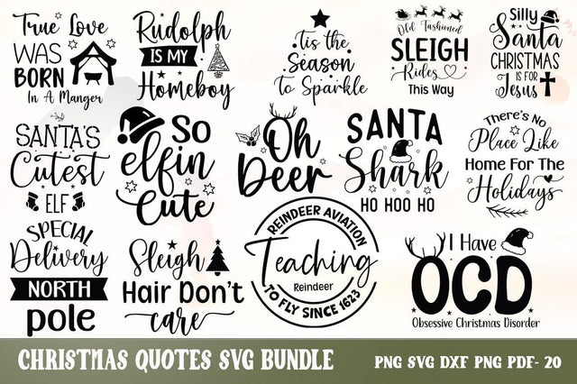 Christmas Quotes Design Bundle, Christmas Sublimation, Christmas t-shirt, Illustration SVG FiveStarCrafting 