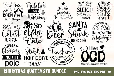 Christmas Quotes Design Bundle, Christmas Sublimation, Christmas t-shirt, Illustration SVG FiveStarCrafting 