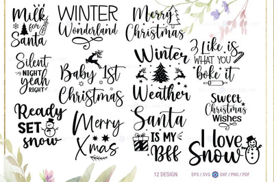 Christmas Quotes Design Bundle, Mega Bundle, Sublimation, Illustation, SVG Bundle, Cut File SVG FiveStarCrafting 