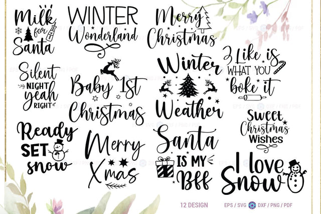 Christmas Quotes Design Bundle, Mega Bundle, Sublimation, Illustation, SVG Bundle, Cut File SVG FiveStarCrafting 