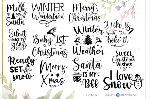 Christmas Quotes Design Bundle, Mega Bundle, Sublimation, Illustation, SVG Bundle, Cut File SVG FiveStarCrafting 