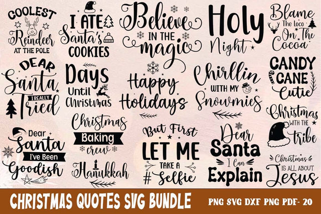 Christmas Quotes SVG Bundle, Christmas Sign Bundle, Christmas Shirts, Christmas Sublimation PNG, Christmas Typography SVG FiveStarCrafting 