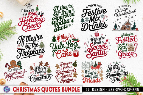 Christmas Quotes SVG Bundle, Christmas Tshirt, Christmas Illustration Graphics SVG FiveStarCrafting 