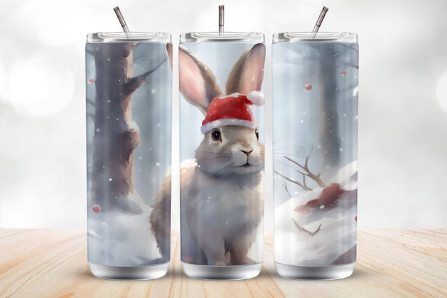 Christmas Rabbit 20Oz Tumbler Wrap Sublimation Design Sublimation MockupSvgVenue 