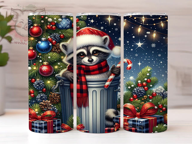 Christmas Raccoon 20oz Tumbler Wrap, Cute Raccoon Tumbler, Christmas Raccoon Design, Holiday Wrap, 20oz Tumbler, Animal Lover Gift, Winter Decor, Sublimation Drinkware Sublimation Lara' s Designs 