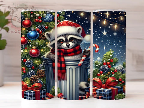 Christmas Raccoon 20oz Tumbler Wrap, Cute Raccoon Tumbler, Christmas Raccoon Design, Holiday Wrap, 20oz Tumbler, Animal Lover Gift, Winter Decor, Sublimation Drinkware Sublimation Lara' s Designs 