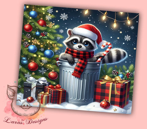 Christmas Raccoon 20oz Tumbler Wrap, Cute Raccoon Tumbler, Christmas Raccoon Design, Holiday Wrap, 20oz Tumbler, Animal Lover Gift, Winter Decor, Sublimation Drinkware Sublimation Lara' s Designs 