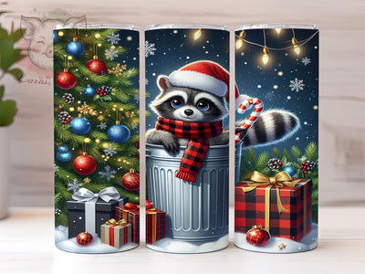 Christmas Raccoon 20oz Tumbler Wrap, Cute Raccoon Tumbler, Christmas Raccoon Design, Holiday Wrap, 20oz Tumbler, Animal Lover Gift, Winter Decor, Sublimation Drinkware Sublimation Lara' s Designs 