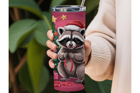 Christmas Raccoon 20oz Tumbler Wrap Sublimation DesignSVG 