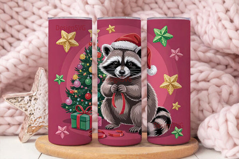 Christmas Raccoon 20oz Tumbler Wrap Sublimation DesignSVG 