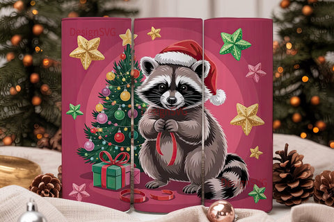 Christmas Raccoon 20oz Tumbler Wrap Sublimation DesignSVG 