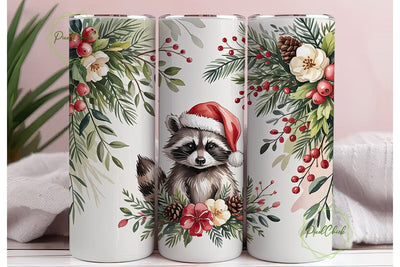 Christmas Raccoon 20oz Tumbler Wrap Sublimation PixelChick 
