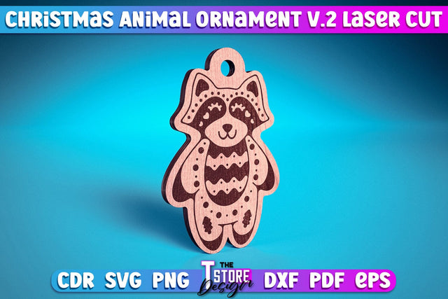 Christmas Raccoon Ornaments Laser Cut v.2 | Christmas Tree Toy Design | CNC Files SVG The T Store Design 