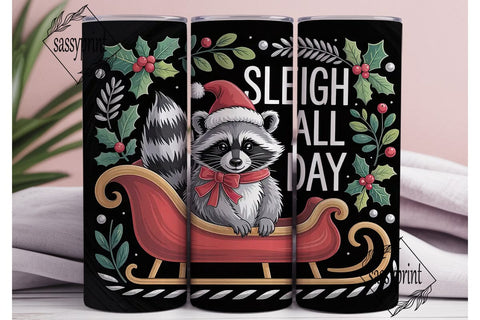 Christmas Raccoon Sleigh 20oz Tumbler Sublimation sassyprint 