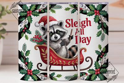 Christmas Raccoon Sleigh 20oz Tumbler Sublimation sassyprint 