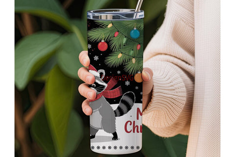 Christmas Raccoon Tumbler Wrap Sublimation DesignSVG 
