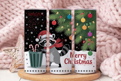 Christmas Raccoon Tumbler Wrap Sublimation DesignSVG 