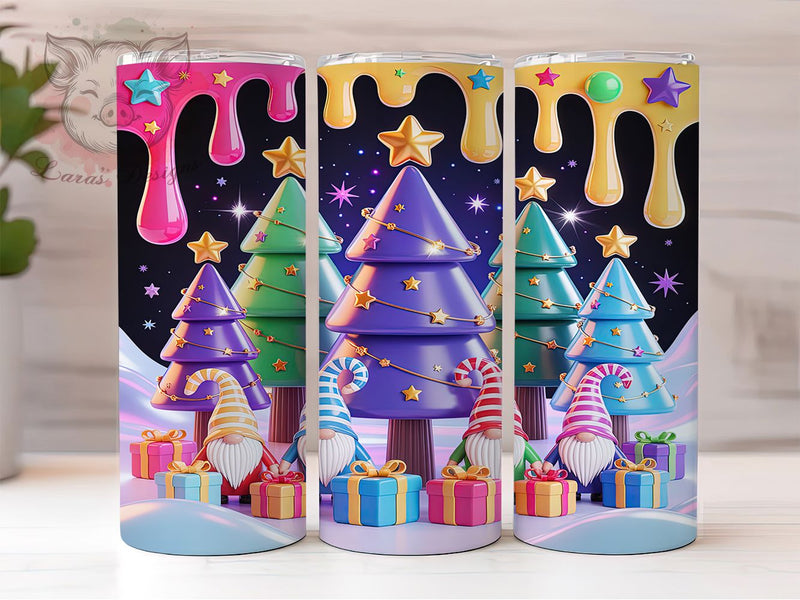 Christmas Rainbow Gnomes Holiday Tumbler, Whimsical Gnome Sublimation Design, Festive Holiday Cup Art, 20oz Xmas Tumbler, Cute Rainbow Gnome Mug, Stylish Christmas Cup, Cozy Holiday Wrap Sublimation Lara' s Designs 