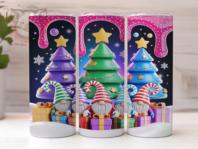 Christmas Rainbow Gnomes Holiday Tumbler, Whimsical Gnome Sublimation Design, Festive Holiday Cup Art, 20oz Xmas Tumbler, Cute Rainbow Gnome Mug, Stylish Christmas Cup, Cozy Holiday Wrap Sublimation Lara' s Designs 