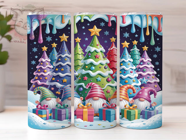 Christmas Rainbow Gnomes Holiday Tumbler, Whimsical Gnome Sublimation Design, Festive Holiday Cup Art, 20oz Xmas Tumbler, Cute Rainbow Gnome Mug, Stylish Christmas Cup, Cozy Holiday Wrap Sublimation Lara' s Designs 