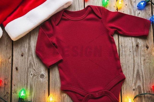 Christmas red baby onesie t-shirt mockup Mock Up Photo Designangry 