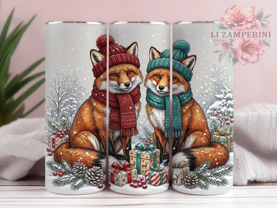 Christmas Red Foxes 20oz Tumbler, Christmas Red Foxes, Red Fox Tumbler, Fox Tumbler Wrap, Christmas Fox PNG, 20oz Tumbler Wrap, Winter Fox Tumbler, Red Fox Sublimation Sublimation Li Zamperini 