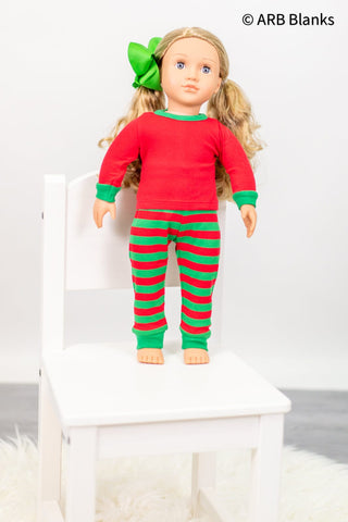 CHRISTMAS: Red & Green Striped Collection Physical ARB Blanks Doll 18" 