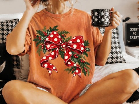 Christmas Red Polka Dot Bow PNG Design SVG DesignDestine 