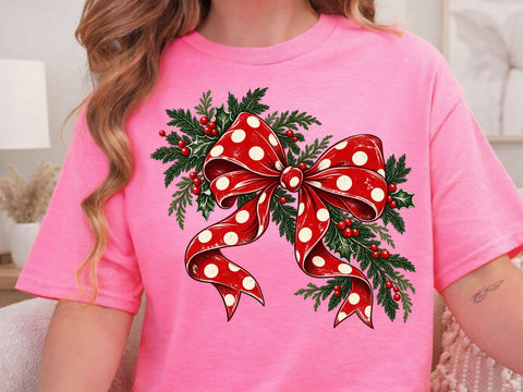 Christmas Red Polka Dot Bow PNG Design SVG DesignDestine 