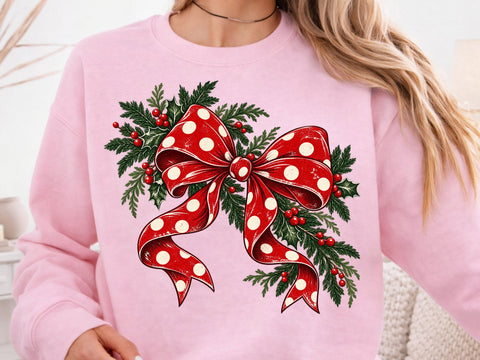 Christmas Red Polka Dot Bow PNG Design SVG DesignDestine 